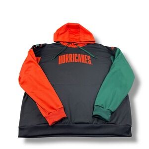 Adidas Miami Hurricanes Colorblock Stadium Performance Pullover Hoodie XL EUC